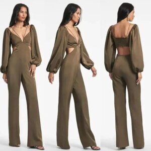NWT‎ | Sachin + Babi Bruni Jumpsuit Dark Olive Green Long Sleeve Cut Outs Size 4